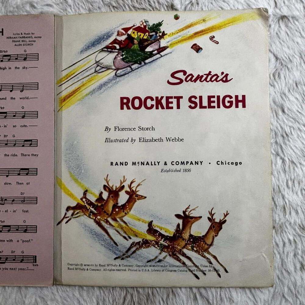 Santa’s Rocket Sleigh Rand McNally Elf Book Vintage 1950s Christmas - Picture 3 of 9
